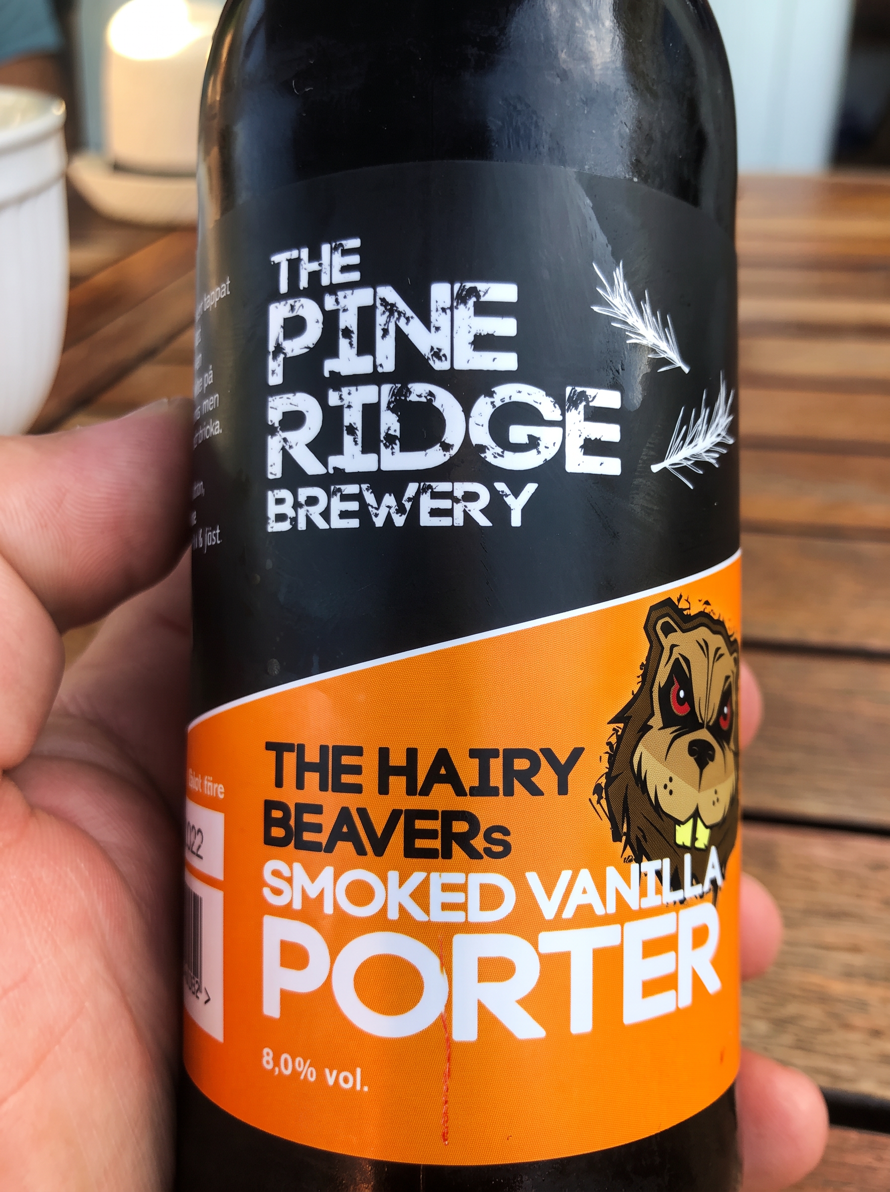 En flaska rökt vaniljporter från Pine Ridge Brewery